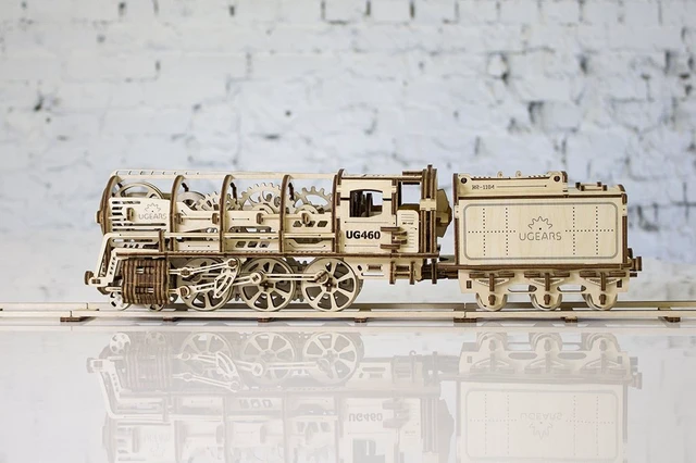 Alt view image 4 of 7 - Ugears 3D Locomotive Train Model Adult Puzzle Self-Assembling Brainteaser Toys