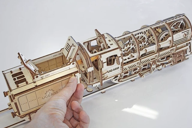 Alt view image 6 of 7 - Ugears 3D Locomotive Train Model Adult Puzzle Self-Assembling Brainteaser Toys