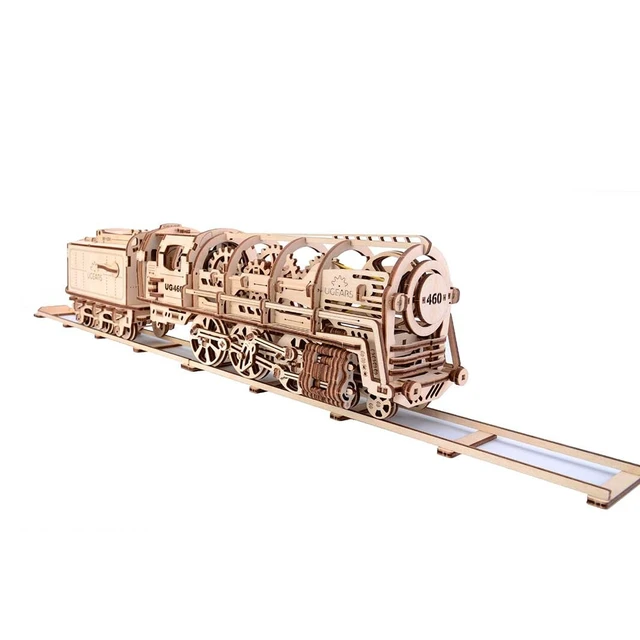 Main image of UGears Locomotive with Tender 3D Wooden Model Self Assembling Best Adult and Teens Gift