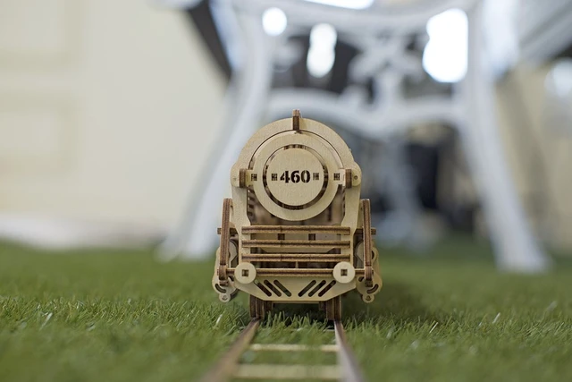 Alt view image 4 of 7 - UGears Locomotive with Tender 3D Wooden Model Self Assembling Best Adult and Teens Gift