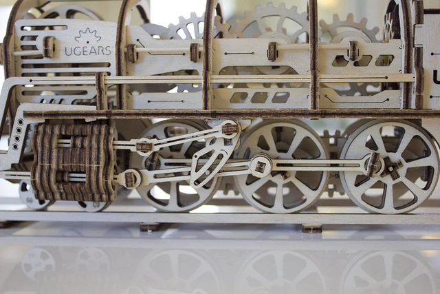 Alt view image 7 of 7 - UGears Locomotive with Tender 3D Wooden Model Self Assembling Best Adult and Teens Gift