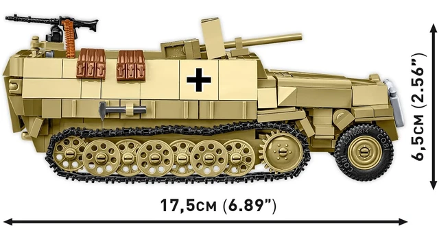 Alt view image 3 of 7 - COBI Historical Collection WWII Half-Track Sd. Kfz. 251/10 Vehicle Model Interlocking Building Block Set # 3130