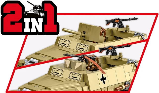 Alt view image 6 of 7 - COBI Historical Collection WWII Half-Track Sd. Kfz. 251/10 Vehicle Model Interlocking Building Block Set # 3130