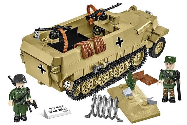 Alt view image 7 of 7 - COBI Historical Collection WWII Half-Track Sd. Kfz. 251/10 Vehicle Model Interlocking Building Block Set # 3130