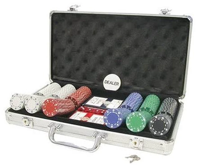 Main image of CHH Poker Set in Aluminum Travel Case with 300 Suited Style Chips | Engaging Card Game Set | Perfect for Family and Friends | Durable and Compact Design | Ages 10+ | 2-10 Players
