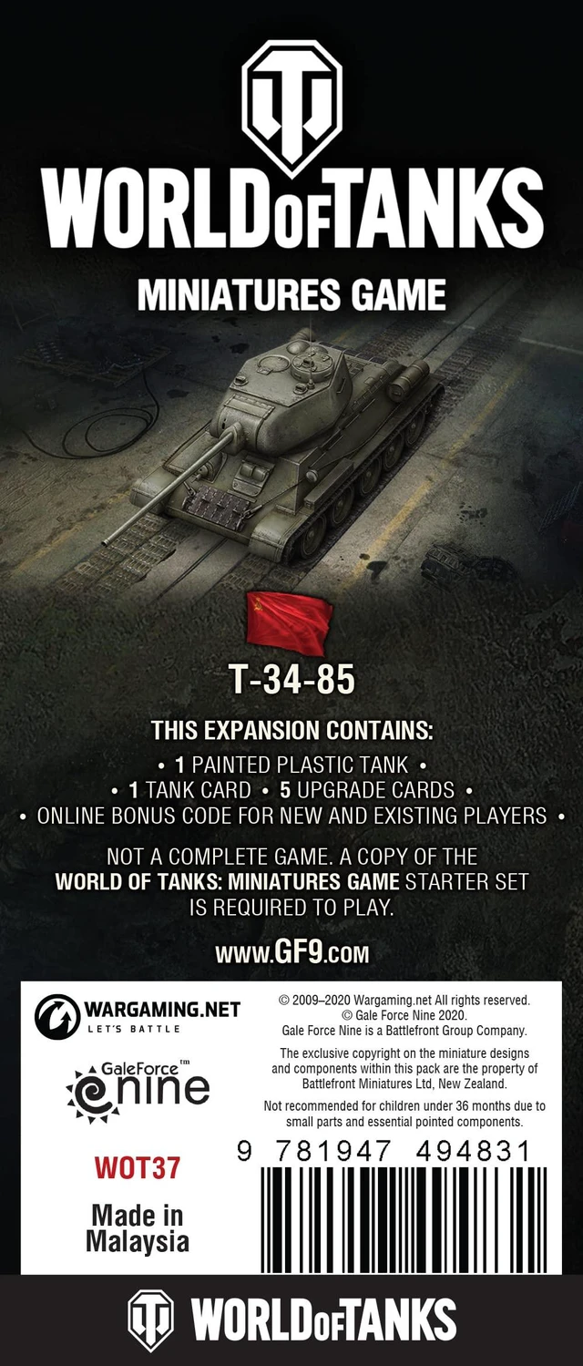 Alt view image 3 of 3 - World of Tanks: Soviet T-34/85 | Wave 7 Medium Tank Expansion | Miniatures Game (WOT37) | By Gale Force Nine