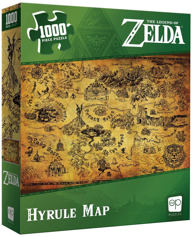 Main image of The Legend of Zelda Hyrule Map 1,000 Piece Jigsaw Puzzle | 19" x 27" Collectible Puzzle | Featuring Stylized Hyrule Map from The Legend of Zelda Video Games | Officially Licensed Nintendo