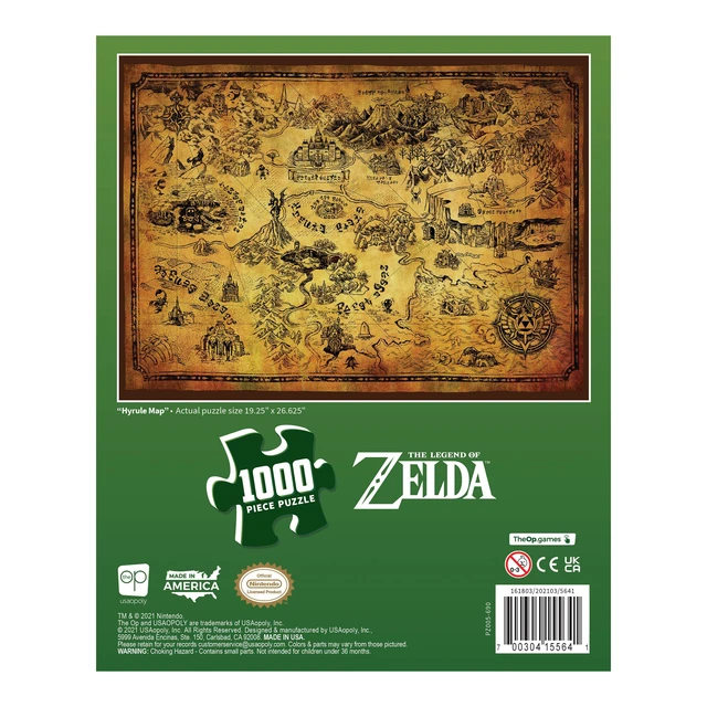 Alt view image 2 of 7 - The Legend of Zelda Hyrule Map 1,000 Piece Jigsaw Puzzle | 19" x 27" Collectible Puzzle | Featuring Stylized Hyrule Map from The Legend of Zelda Video Games | Officially Licensed Nintendo