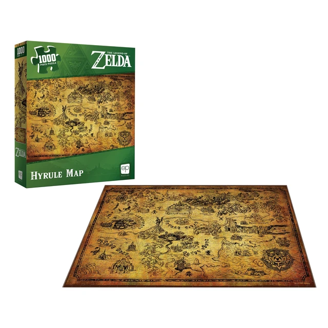 Alt view image 3 of 7 - The Legend of Zelda Hyrule Map 1,000 Piece Jigsaw Puzzle | 19" x 27" Collectible Puzzle | Featuring Stylized Hyrule Map from The Legend of Zelda Video Games | Officially Licensed Nintendo
