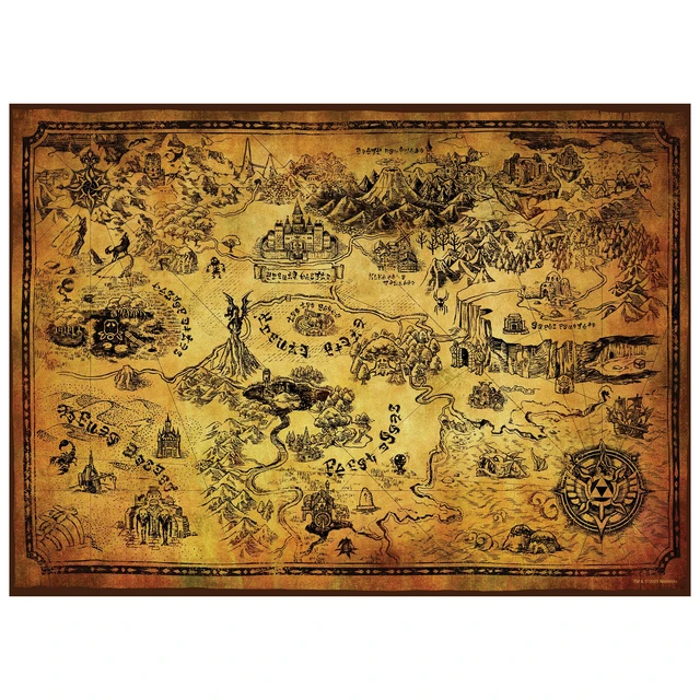Alt view image 4 of 7 - The Legend of Zelda Hyrule Map 1,000 Piece Jigsaw Puzzle | 19" x 27" Collectible Puzzle | Featuring Stylized Hyrule Map from The Legend of Zelda Video Games | Officially Licensed Nintendo