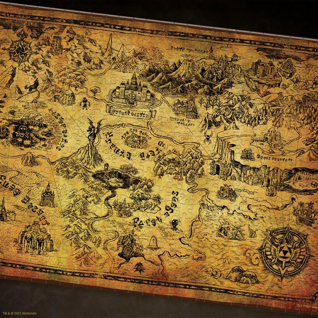 Alt view image 5 of 7 - The Legend of Zelda Hyrule Map 1,000 Piece Jigsaw Puzzle | 19" x 27" Collectible Puzzle | Featuring Stylized Hyrule Map from The Legend of Zelda Video Games | Officially Licensed Nintendo