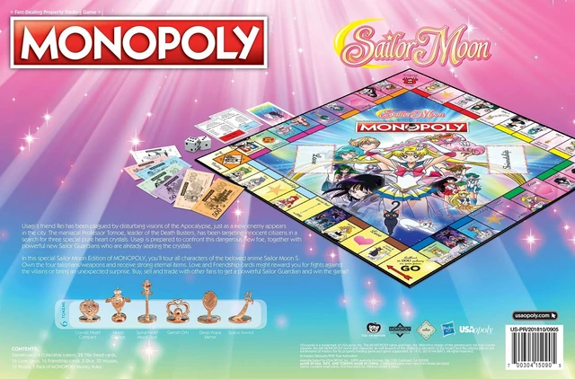 Alt view image 3 of 7 - Monopoly Sailor Moon Board game Based on the Popular Anime TV Show custom Sailor Moon Tokens, Money and game Board Officially Licensed Sailor Moon Merchandise