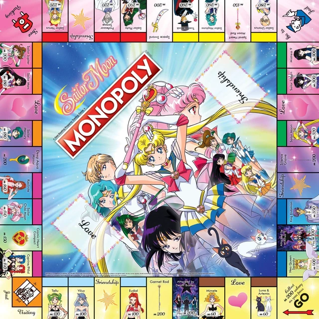Alt view image 5 of 7 - Monopoly Sailor Moon Board game Based on the Popular Anime TV Show custom Sailor Moon Tokens, Money and game Board Officially Licensed Sailor Moon Merchandise