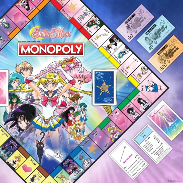 Alt view image 7 of 7 - Monopoly Sailor Moon Board game Based on the Popular Anime TV Show custom Sailor Moon Tokens, Money and game Board Officially Licensed Sailor Moon Merchandise