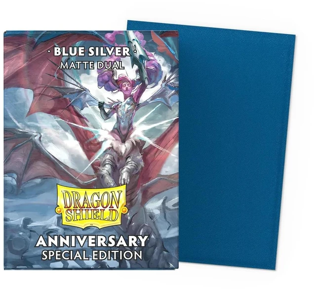 Main image of Dragon Shield Dual Matte Sleeves For Card Games: Blue Silver Anniversary Special Edition - Arcane Tinmen 100ct