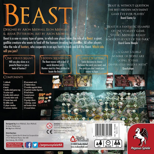 Alt view image 2 of 2 - Beast Board Game by Pegasus Spiele | One vs. Many Hidden Movement | Dark Fantasy Adventure | Strategic Card Drafting | Ages 14+ | 2-4 Players | Avg. Playtime 60-120 Minutes