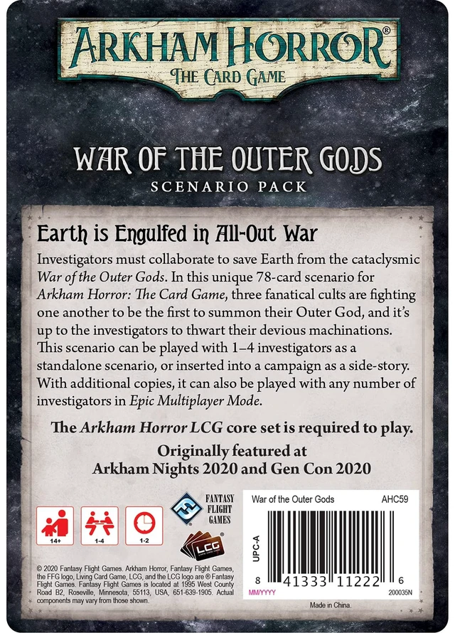 Alt view image 3 of 6 - FANTASY FLIGHT GAMES Arkham Horror The Card Game War of The Outer Gods Scenario Pack Expasion | Cooperative LCG Living Card Game | Ages 14+ | 1-4 Players Board Game | 1-2 Hour Playtime