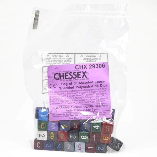 Alt view image 4 of 4 - chessex: speckled d6 assorted bag of 50