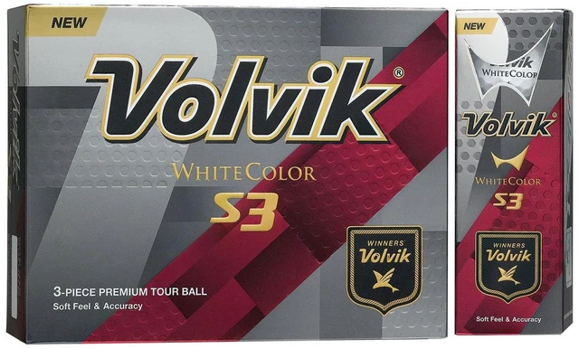 Main image of Volvik S3 Golf Balls 1 Dozen | 3-Peice White Balls | High Greenside Spin | Tour Performance | 12 Pack