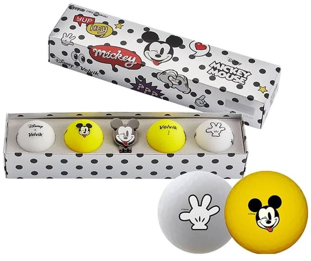 Main image of Volvik Disney Mickey Mouse Golf Balls Set | 4-Pack with Exclusive Ball Marker & Magnetic Hat Clip | High-Performance 3-Piece Ball | Vibrant Matte Finish | Perfect Gift for Disney Fans