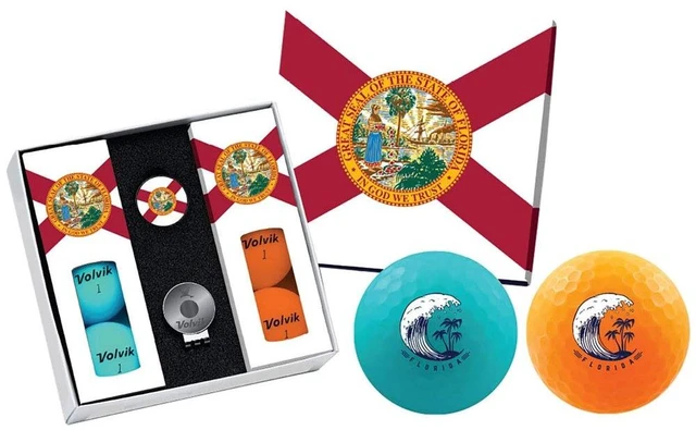 Main image of Volvik Vivid Golf Balls State Edition Gift Packs | Florida State Golf Balls | Ultimate Distance with Soft Feel | High Visibility & Aerodynamic | 4 Balls With Ball Marker & Magnetic Hat Clip