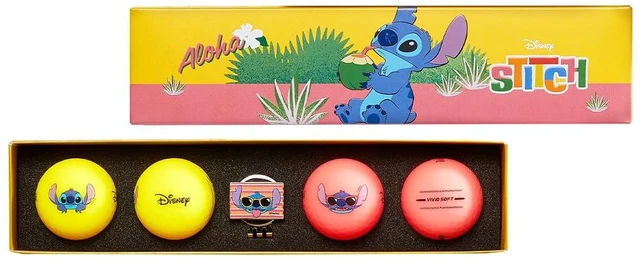 Alt view image 2 of 2 - Volvik Vivid Soft: Lilo And Stitch Aloha Golf Ball Gift Set With Disney Ball Marker