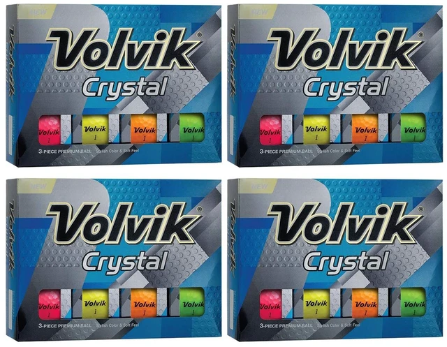 Main image of Lot of 4 Volvik Crystal Golf Balls | Super Glossy Semi-Transparent Cover | Consistent Flight & Control | 1 Dozen Assorted Colors