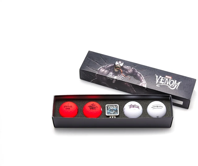 Main image of Volvik Marvel Venom 3.0 Golf Balls Set | 4-Pack with Exclusive Ball Marker & Magnetic Hat Clip | High-Performance 3-Piece Ball | Vibrant Matte Finish | Perfect Gift for Marvel Fans