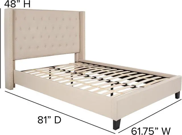 Main image of Riverdale Full Size Tufted Upholstered Platform Bed in Beige Fabric