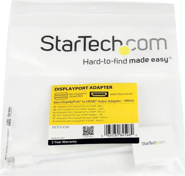 Alt view image 4 of 4 - StarTech.com Mini DisplayPort to HDMI Video Adapter Converter  1920x1200 - White Mini DP to HDMI Adapter M/F (MDP2HDW)