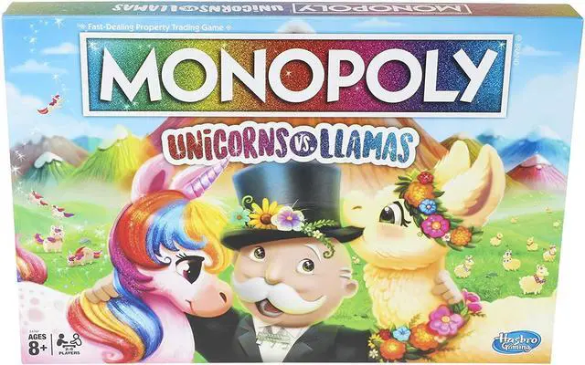 Main image of Monopoly Unicorns Vs. Llamas Board Game For Ages 8 & Up (Amazon Exclusive)
