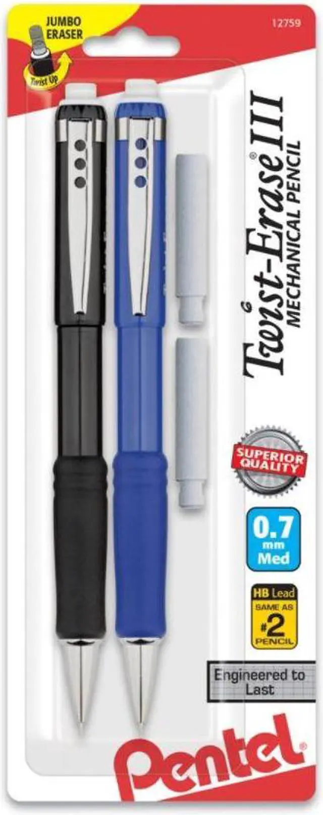 Alt view image 5 of 10 - Twist-Erase III Mechanical Pencil, 0.7 mm, Assorted Colors, 2/Pack
