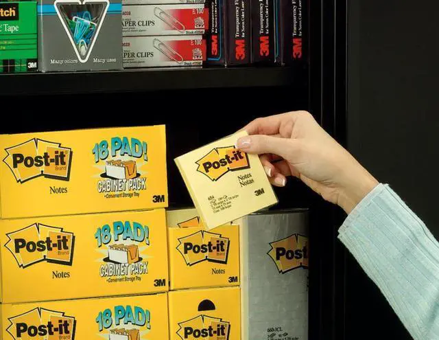 Alt view image 8 of 20 - 3M 65418CP Cabinet Pack  3 x 3  Canary Yellow  18 90-Sheet Pads Pack