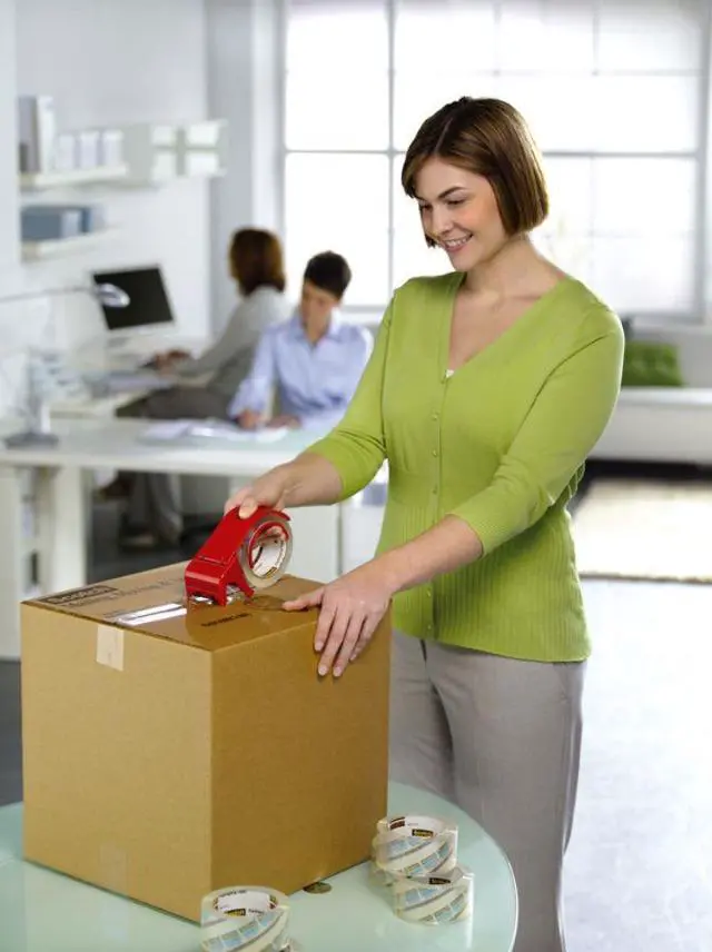 Alt view image 5 of 10 - 3M DP300RD Handheld Packaging Tape Dispenser  3   core  Heavy Duty Plastic  Red
