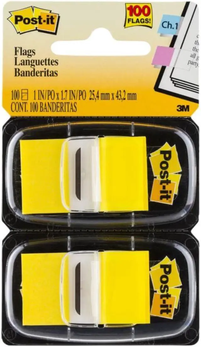 Alt view image 6 of 20 - 3M 680YW2 Standard Tape Flags in Dispenser Yellow 100 Flags per Dispenser - OEM
