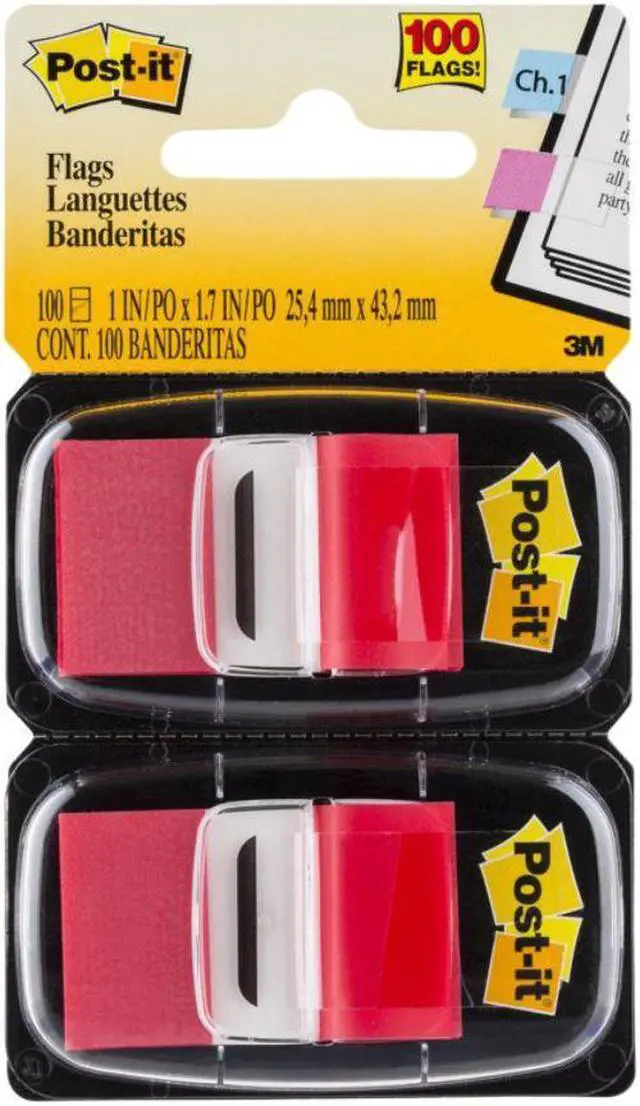 Alt view image 6 of 20 - 3M 680RD2 Standard Tape Flags in Dispenser  Red  100 Flags per Dispenser