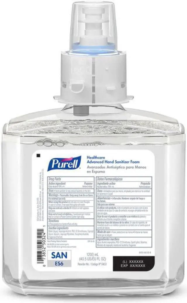 Alt view image 2 of 10 - Purell® Healthcare Advanced Unscented Foam Hand Sanitizer Refill, ES6, 40.58 Oz