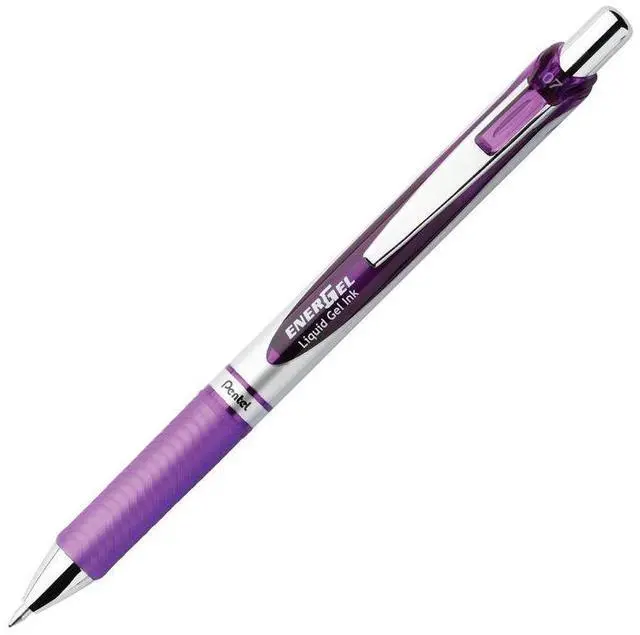 Alt view image 4 of 10 - Pentel Gel Pen Retractable Metal Tip .7mm 12/BX Violet Barrel/Ink BL77VDZ