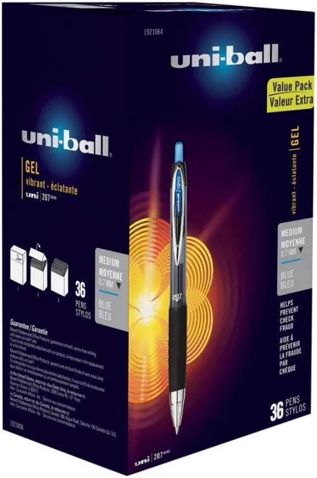Alt view image 6 of 15 - uni-ball Signo 207 Retractable Gel Pen Blue Ink 0.7mm 36/Box 1921064