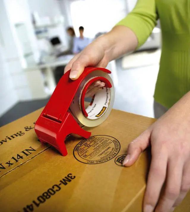 Alt view image 6 of 10 - 3M DP300RD Handheld Packaging Tape Dispenser  3   core  Heavy Duty Plastic  Red