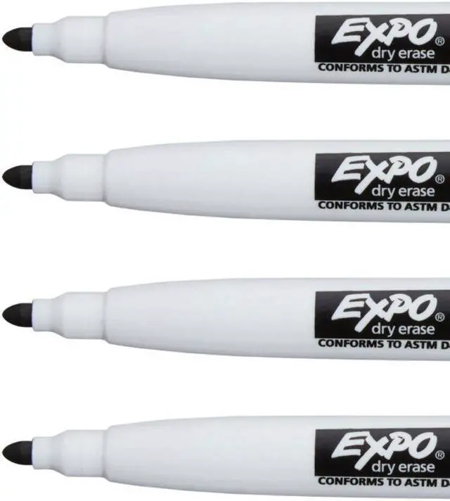 Alt view image 4 of 7 - EXPO® Magnetic Dry Erase Markers With Eraser, Fine Tip, Black Ink, Pack Of 4