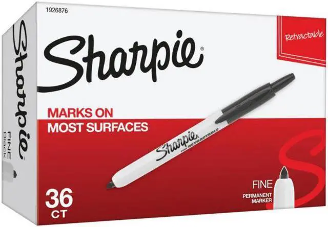 Alt view image 9 of 13 - Sharpie Retractable Permanent Marker Fine Black 36 per pack 1926876
