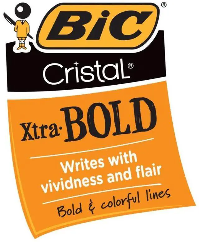 Alt view image 8 of 15 - BIC Cristal Xtra Bold Ballpoint Pen Stick Bold Black 24/Pack MSBP241BLK