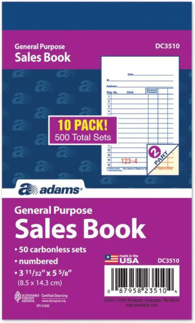 Main image of Adams 2-Part Carbonless Sales Orders Book 5.63"L x 3.34"W 50 Forms/Book 509037