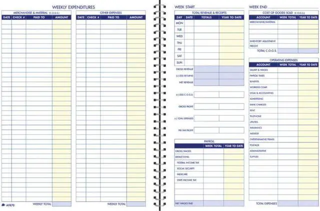Main image of Adams® Weekly Bookkeeping Book, 8 1/2" x 11", Blue