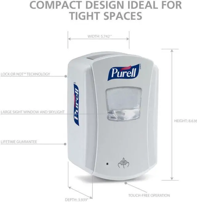 Alt view image 8 of 18 - PURELL LTX-7 Touch-Free Dispenser 700mL White 132004