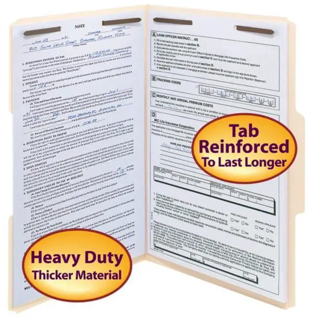 Alt view image 5 of 20 - Smead 1/3 Tab Cut Legal Recycled Fastener Folder - 8 1/2" x 14" - 2 x 2K Fastener(s) - Top Tab Location - Assorted Position Tab Position - Manila - Manila - 10% - 50 / Box