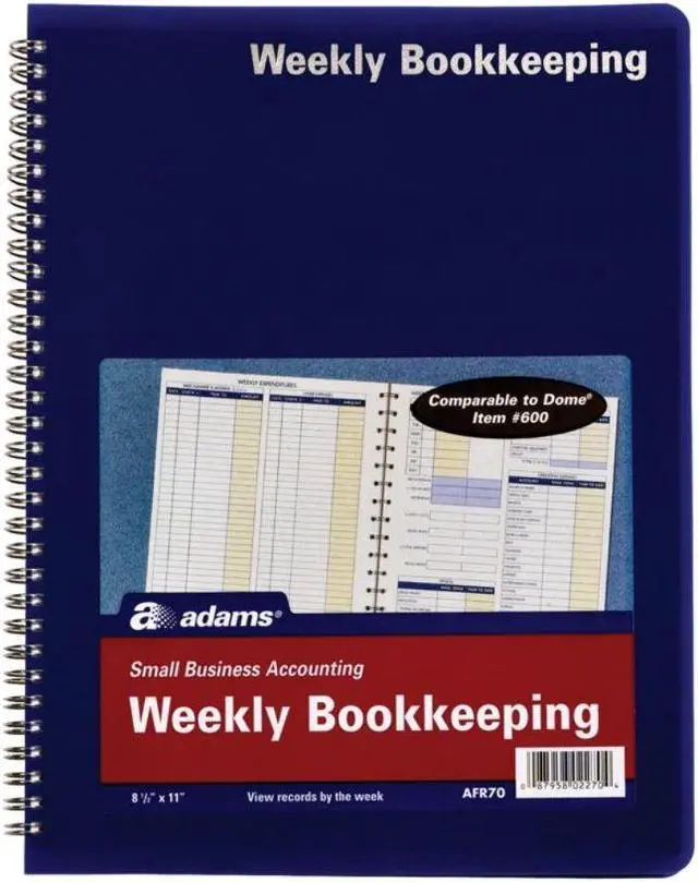 Alt view image 2 of 4 - Adams® Weekly Bookkeeping Book, 8 1/2" x 11", Blue
