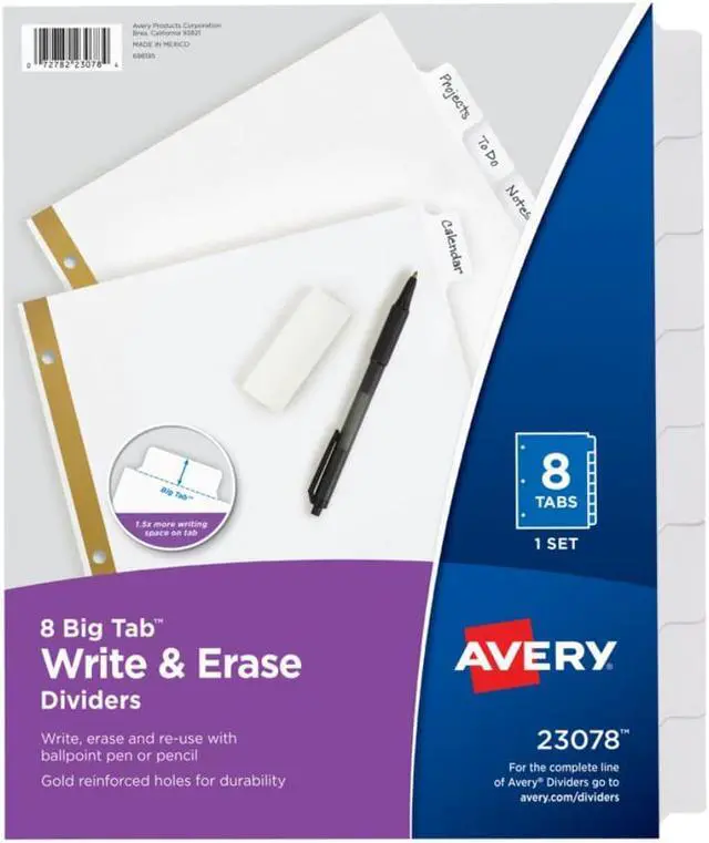 Alt view image 3 of 20 - Avery Write & Erase Big Tab Paper Dividers 8-Tab Letter 23078