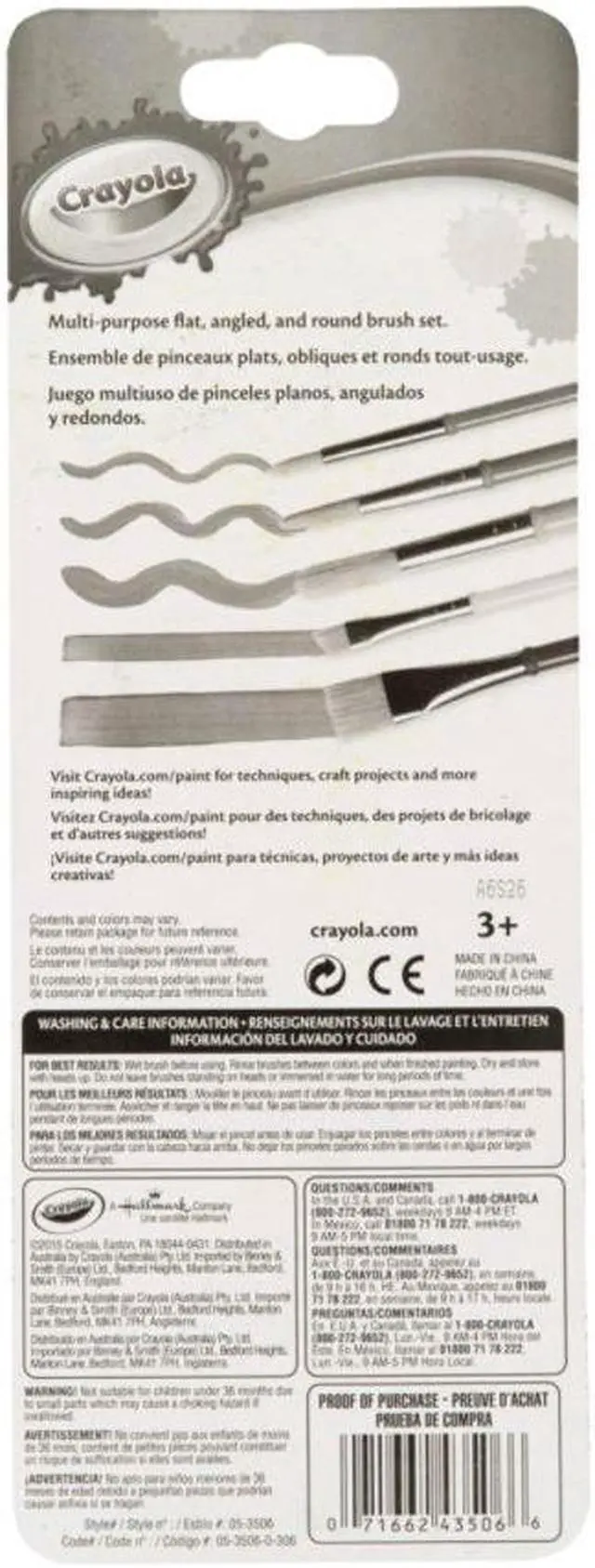 Alt view image 15 of 20 - Crayola Llc 05-3506 5 Pack Assorted Colors Crayola Paint Brush Set